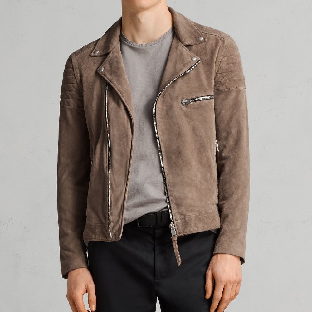 AllSaints Theo Suede Biker Jacket